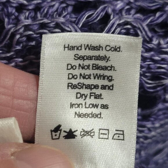 Coldwater Creek Open Knit Short Sleeved Cardigan - Grape - Picture 4 of 5